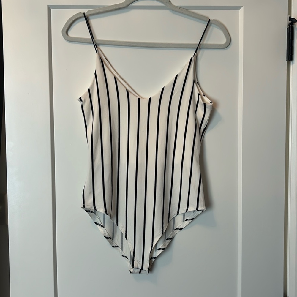 Gaze Black and White Stripe Bodysuit